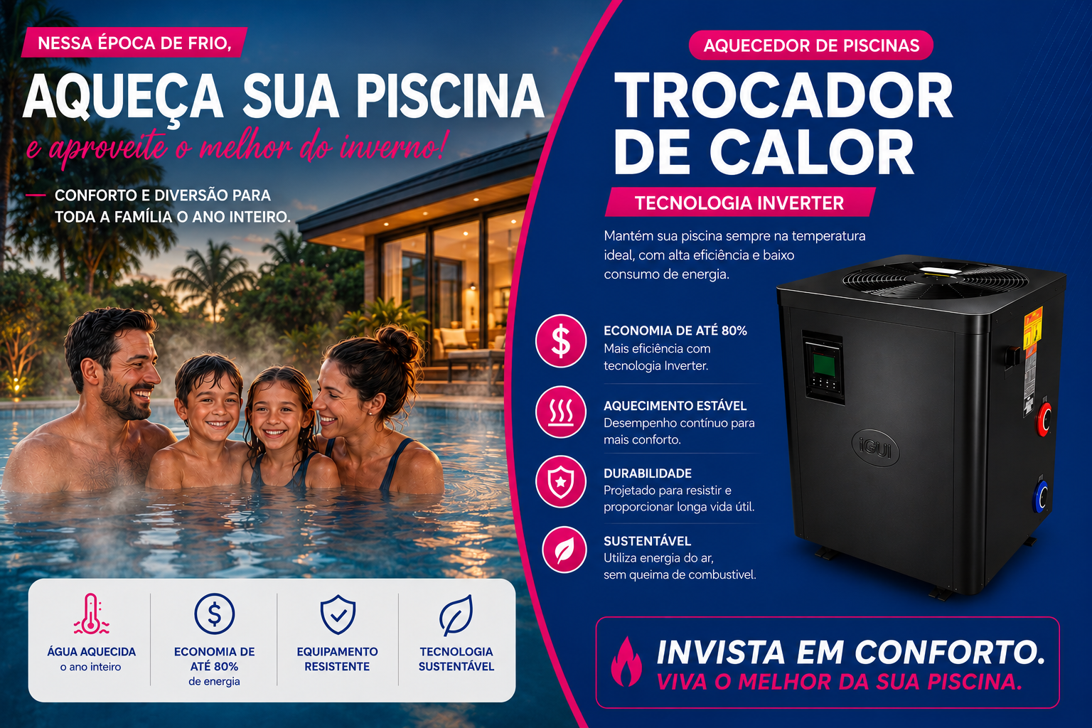 Aqueça sua piscina o ano inteiro
